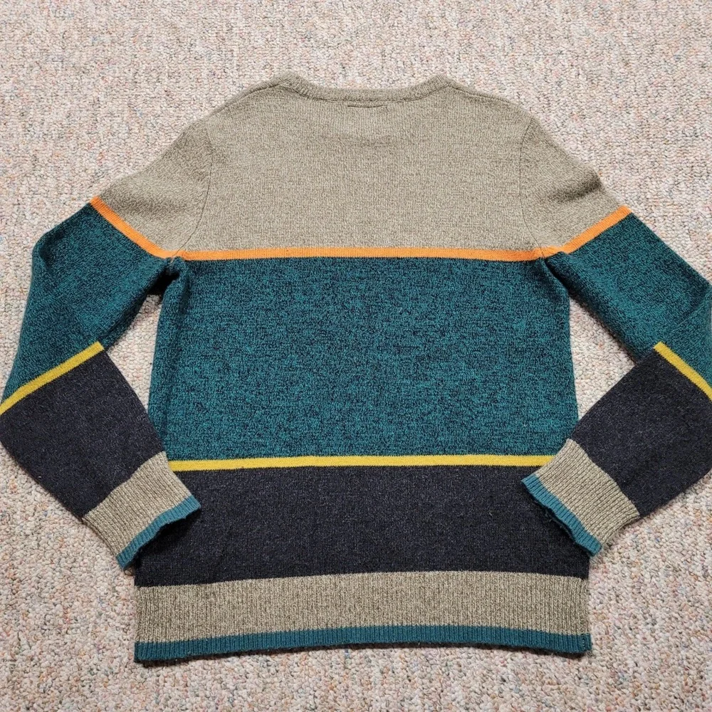 O'Hanlon Mills Sweater Men Large Multi Striped Crewneck Lambs Wool Blend Outdoor